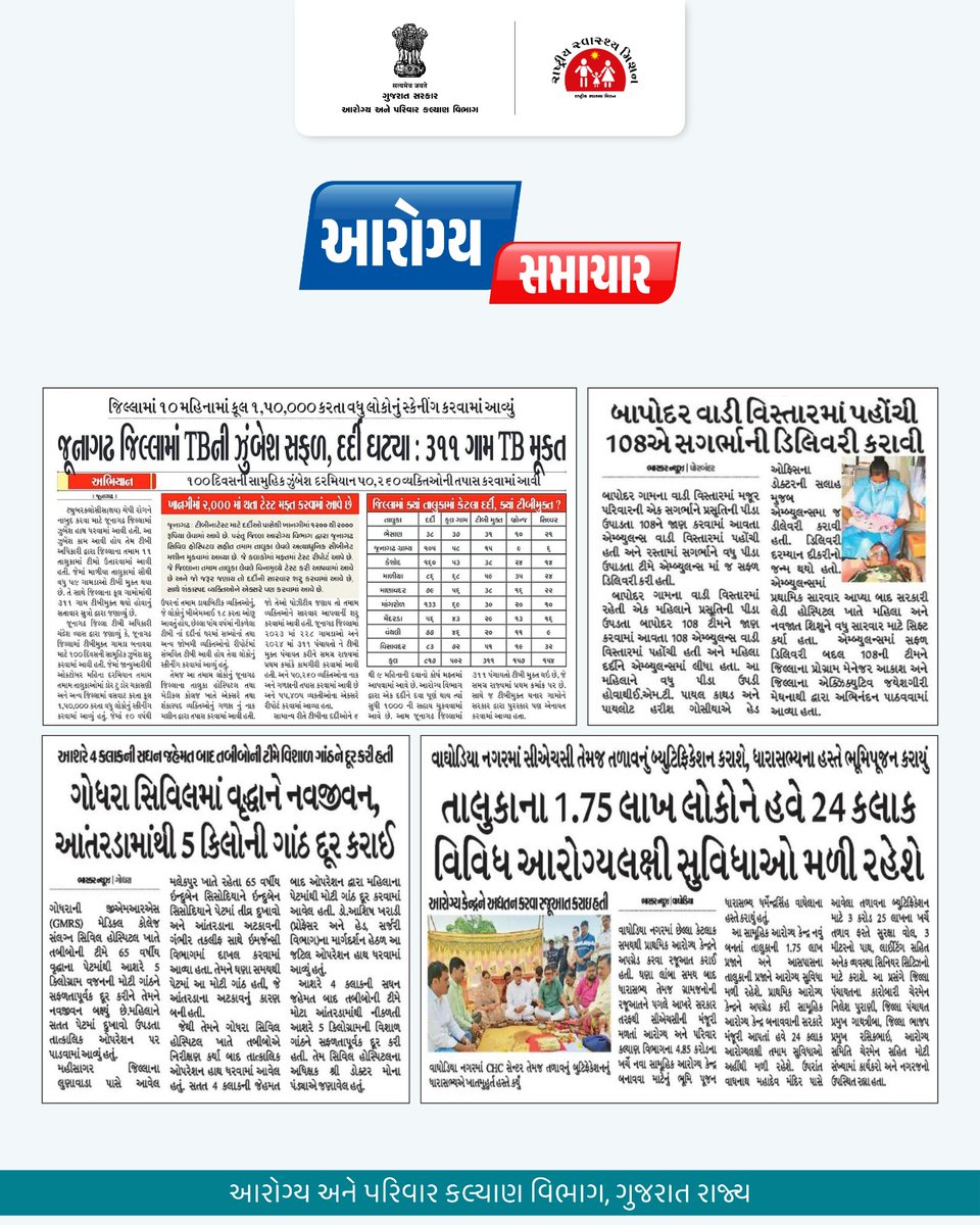 આજના આરોગ્ય સમાચાર...

#arogyasamachar
#healthbulletin
#spreadawareness
#savelife
#gog
#healthdepartment
#savelife
#humanity
#gujarat
#lifeafterlife
#India 

<a href="/CMOGuj/">CMO Gujarat</a>