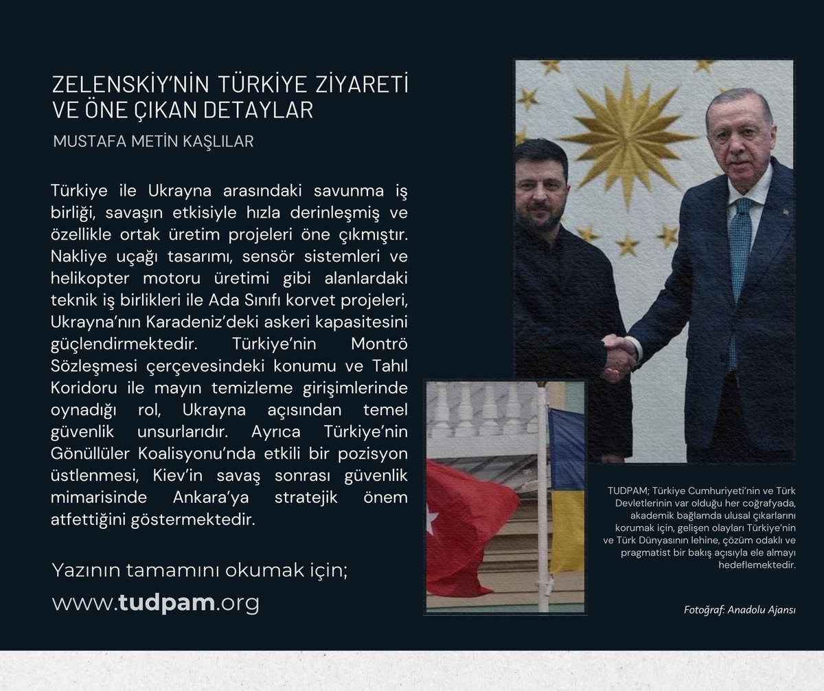 📌#ANALİZ | Zelenskiy’nin Türkiye Ziyareti ve Öne Çıkan Detaylar
✍Mustafa Metin Kaşlılar 

🔗İncelemek için👇👇👇

tudpam.org/zelenskiynin-t…