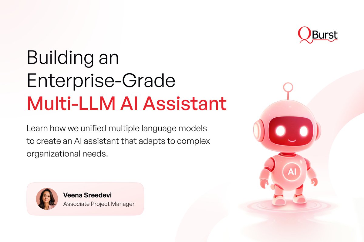 QBurst's tweet image. In our latest blog post, Associate Project Manager Veena Sreedevi writes about how we helped a global sports analytics company transform institutional knowledge into actionable insights using a multi LLM enterprise AI assistant. Learn more about it here: bit.ly/4qYYhvw