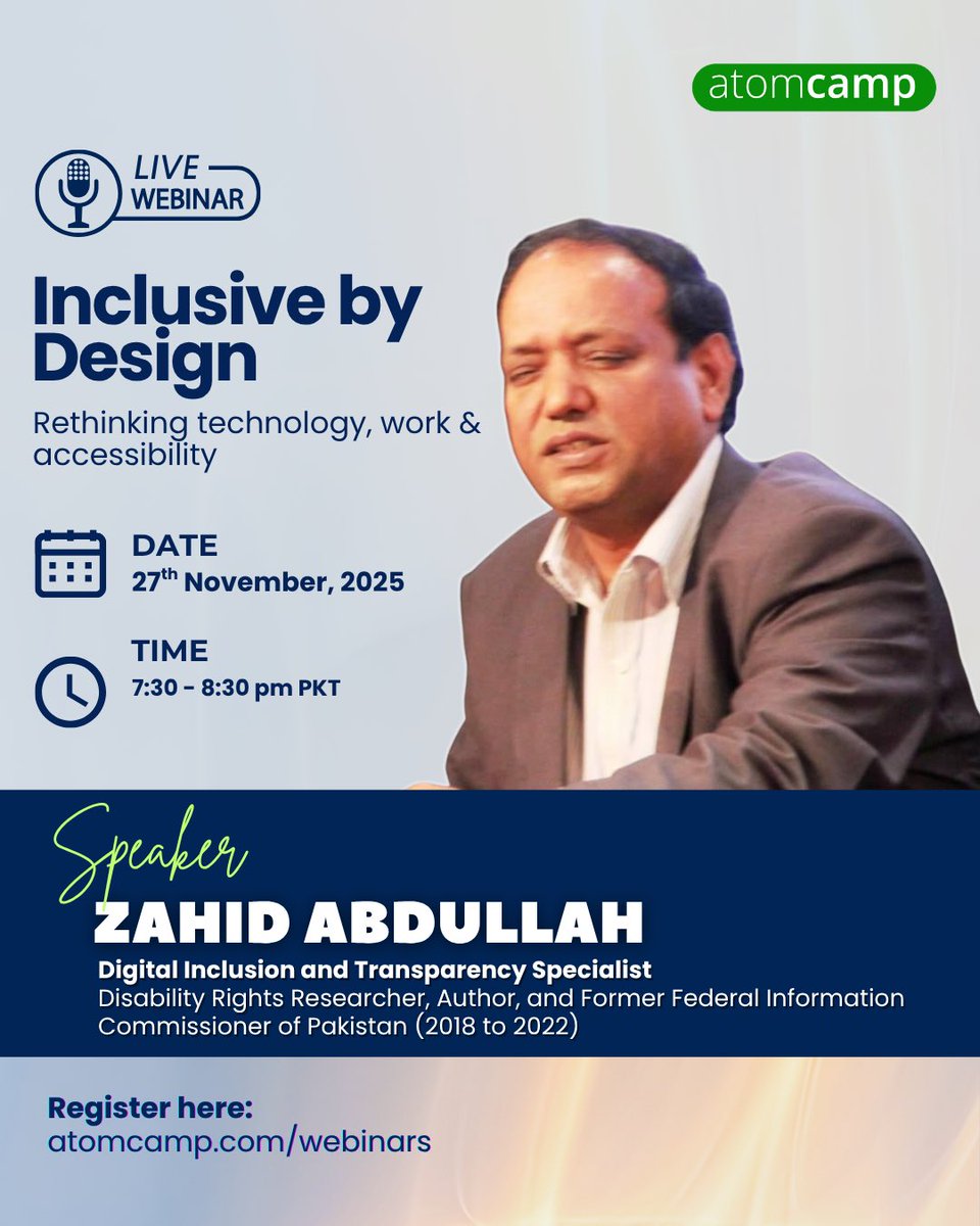 atomcamp's tweet image. Everyone talks about “future-ready organisations” and “human-centered tech,” but 𝐝𝐨 𝐰𝐞 𝐤𝐧𝐨𝐰 𝐰𝐡𝐨 𝐰𝐞’𝐫𝐞 𝐫𝐞𝐚𝐥𝐥𝐲 𝐝𝐞𝐬𝐢𝐠𝐧𝐢𝐧𝐠 𝐟𝐨𝐫?
Next week, we are hosting a powerful conversation with Zahid Abdullah, one of Pakistan’s strongest voices on digital…