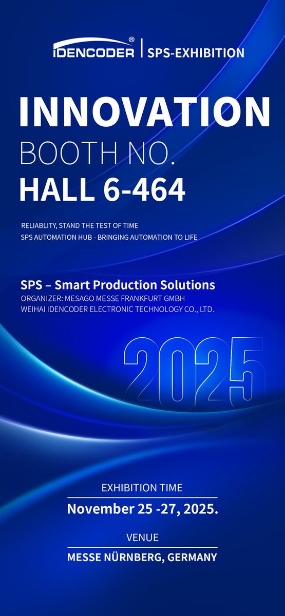 Idencoder13's tweet image. 🚀 Countdown to #SPS2025! Join Idencoder at Hall 6-464, Nov 25-27. Explore our advanced encoders and partner with us for Industrial 4.0 opportunities! 🤝 #IndustrialAutomation #Innovation #fyp #idencoder