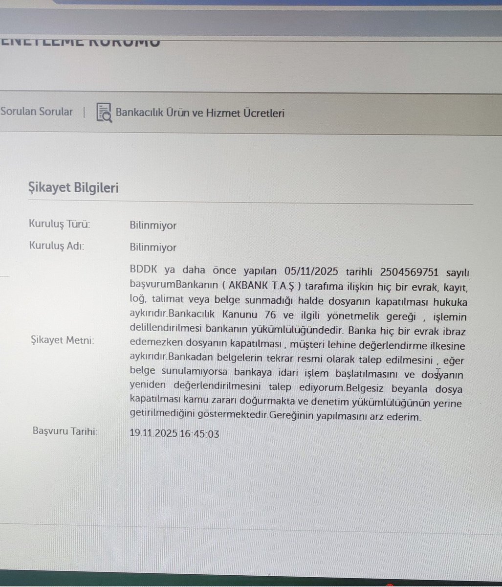BDDK nın Akbank ile ilgili dosya incelemesi 

Kuruluş  Türü: Bilinmiyor....

Kuruluş adı   : Bilinmiyor....

Herşeyi çok iyi bildiginizi , biliyoruz.
Ama siz bilmemeye devam edin.