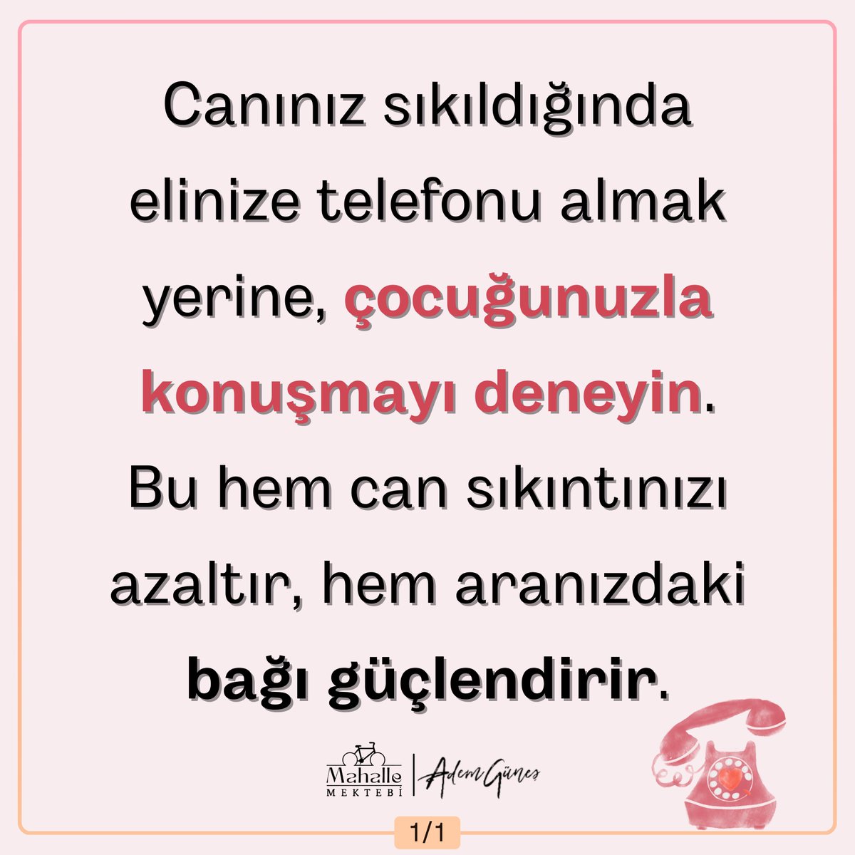 Çocuğunuzla konuşamıyorsanız, kendinizi eğitin, çocuğunuzun kalbine dokunabilecek kadar kalbinizi inceltin.
Bunu yapamıyorsanız, kendinizi onarın...
Geçmişin bedeninizde biriktirdiği duyguları bırakmayı öğrenin. İçinizi genişletmeyi, kalbinizi gevşetmeyi öğrenin...
Çocuğunuzla