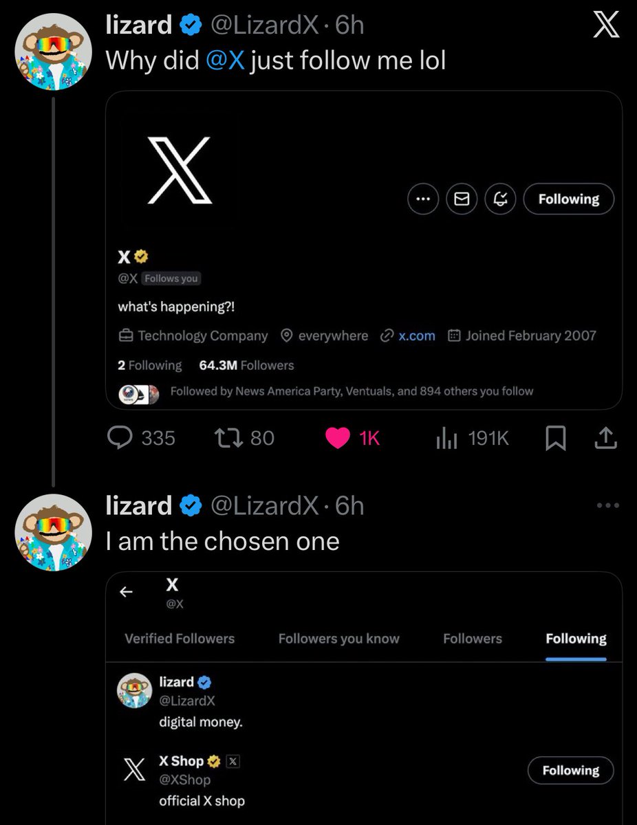 64M followers account following a Bitcoin Puppets!

If this happened with a Bored Ape Yacht Club or a Pudgy Penguins pfp they would moon

Truth is nobody knows there are now NFTs on Bitcoin, and the pfp is a <a href="/BitcoinPuppets/">Bitcoin Puppets Community</a> by <a href="/lepuppeteerfou/">fou</a> 💪
<a href="/LizardX/">lizard</a> congrats on the big news