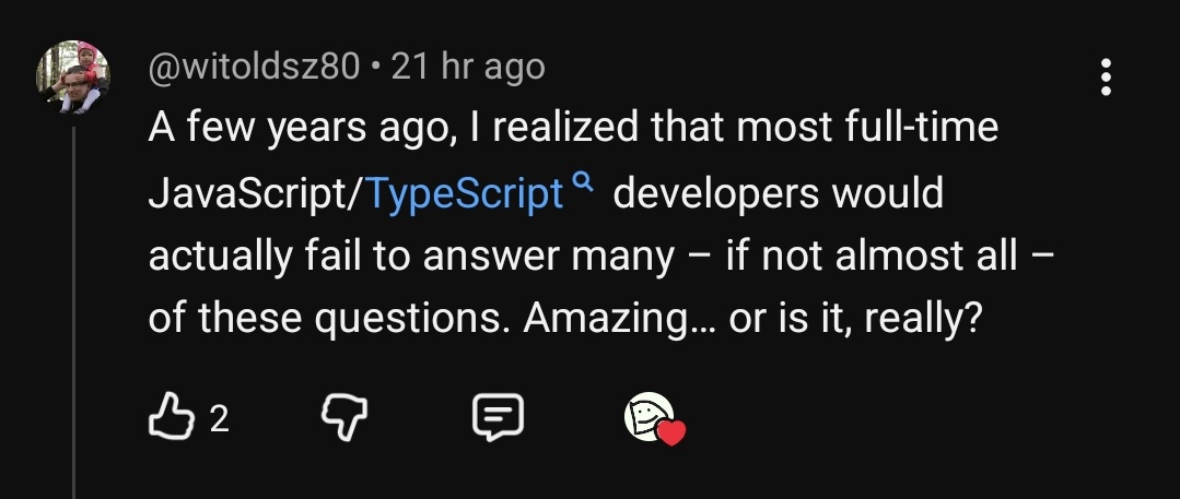Harry_The_Nerd's tweet image. Even I realized this thingie when I started working full-time..most of them wouldn&apos;t survive the interview, and it&apos;s not because they lack those skills &amp;amp; all..it&apos;s just that JavaScript is a nightmare (but I still love it♥️)