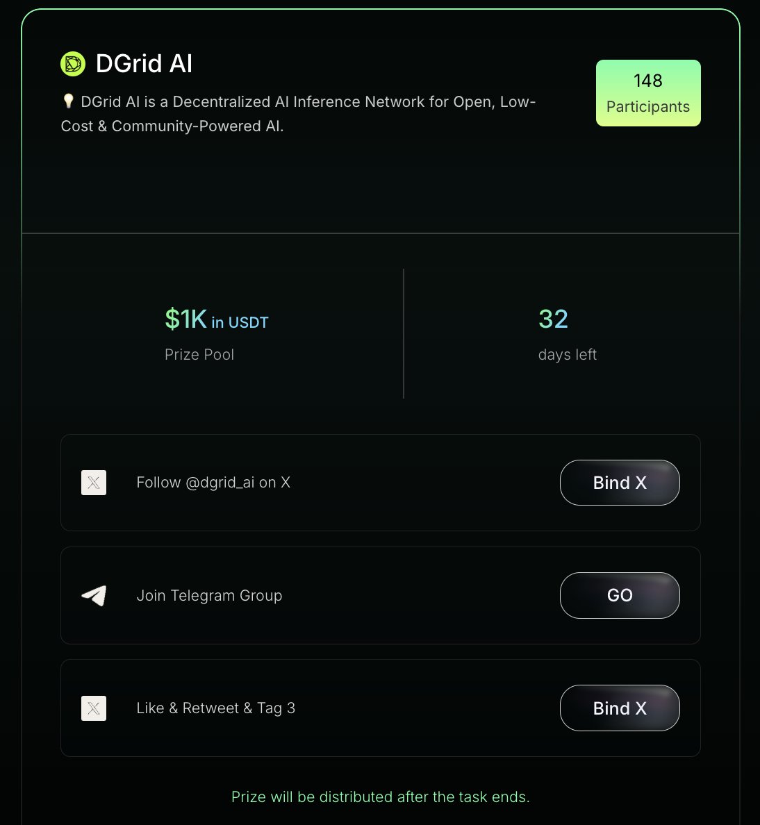 dgrid_ai's tweet image. 🎪 The spotlight is on! @dgrid_ai is thrilled to partner with @TakeAPeakAI for the #DGridAI Carnival! 🤝

🎁 Your share of 1000 $USDT is just a few quests away.
🎯 Connect, complete, and claim your reward!

Don&apos;t just watch. Join the fun!👇
takeapeak.ai/u/flash