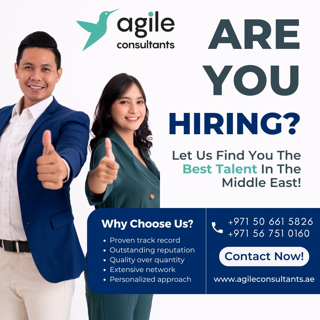 AgileUAE's tweet image. Hiring for your team?
Our recruitment experts can help you find the right talent quickly and efficiently.

Submit your inquiry: agileconsultants.ae/executive-sear…

#HiringSolutions #TalentAcquisition #ExecutiveSearch #AgileConsultants