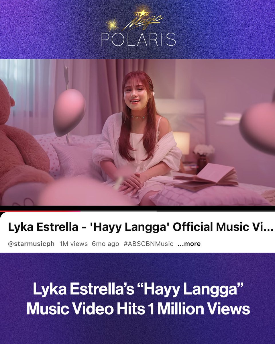 LOOK: #LykaEstrella's "Hay Langga" Official Music video hits 1 million views on #StarMusicPH official YouTube channel.

WATCH HERE:
youtu.be/Eu4Rj3KTpYw?li…