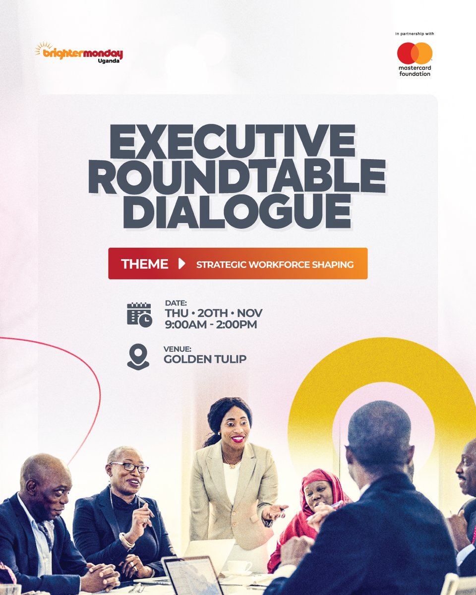 BrighterMonUG's tweet photo. HAPPENING NOW! 🔥 

The Executive Roundtable Breakfast,
Top executives are defining the blueprint for Strategic Talent Solutions in Uganda. Don't miss the live insights!
🔗  https://t.co/Lc7Qdme3hj 

#ExecutiveRoundtable https://t.co/yhzVqMEVms