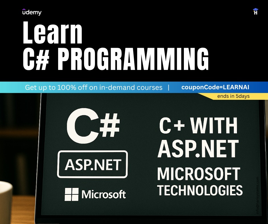 harisystems's tweet image. Learn C# Coding Basics for Beginners: C# Fundamentals
udemy.com/course/csharp-…
#blackfriday #udemy #csharp #offer #free #fullstack #harisystems
