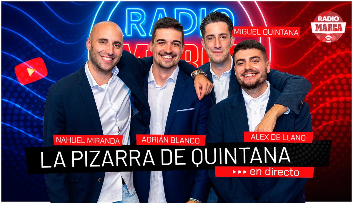🔛 ¡ARRANCA EL DEBATE DE LA PIZARRA DE QUINTANA!

🔝En DIRECTO desde las 11:00 hasta las 12:00 

👨‍🏫 <a href="/migquintana/">Miguel Quintana</a>

👨‍🏫 <a href="/nahuelmirandada/">Nahuel Miranda</a>

👨‍🏫 <a href="/AlexDeLlano/">Àlex de Llano</a>

🕵️‍♀️ <a href="/guillenfran/">Fran Guillén</a>
 
🕵️ <a href="/Rsierraplus/">Ricardo Sierra</a>
 
🕵️ <a href="/jimmymateos/">Jaime Mateos</a> 
 
🔥 #LAPIZARRA

📺youtube.com/watch?v=RU24Vz…