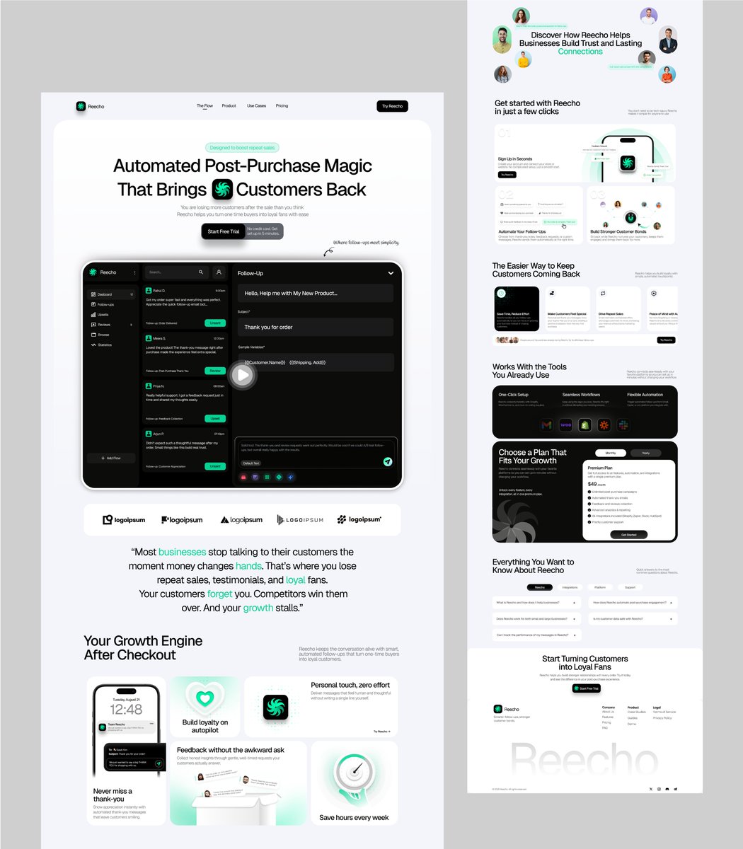 GreySaurabh's tweet image. 🚨Giveaway time.
You guys are insane. I appreciate every single one of you. To celebrate this small milestone, I am dropping my best landing page design Reecho as a free Figma file.

This is your chance to learn how a real client project is designed with all bento cards, user…