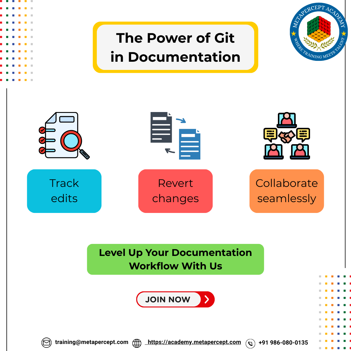 WritingAdvanced's tweet image. Strong documentation teams run on Git clean reviews, structured updates, and reliable version control.
Boost your workflow.
 Learn Git with Metapercept Academy:
🔗 training.metapercept.com/?utm_source=Tw…

#TechnicalWriting #DocsAsCode #Git #GitHub #MetaperceptAcadem