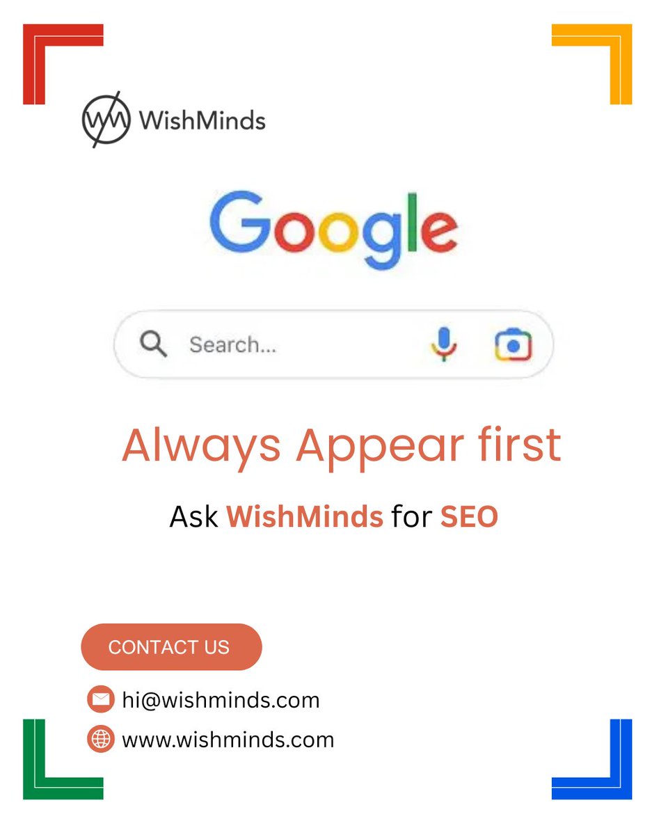 Always appear first.
Always stay ahead.
Grow smarter,ask WishMinds for free today !

E-mail : hi@wishminds.com
Website : wishminds.com.

#googlesearchseo #seo #rankontop #getleadssales #digitalmarketing #onlinemarketing #seotips #searchengineoptimization #leadgeneration