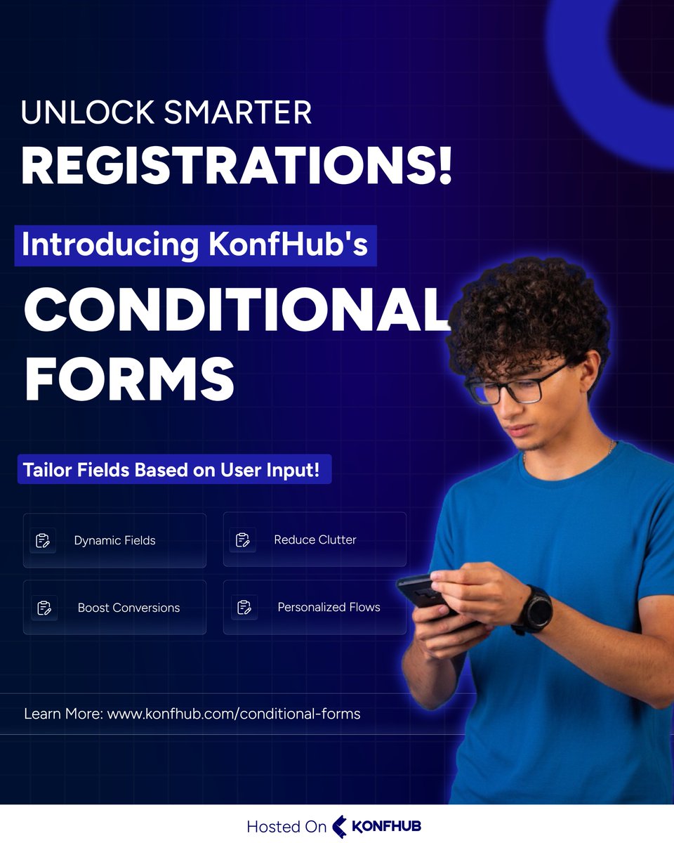 KonfHub's tweet image. 🔥 Your Form Doesn’t Need to Ask Everything… Only What Matters!

Ever filled a long form and thought, “Why are they asking me this?!” 😅
That’s where conditional forms come to the rescue — and platforms like KonfHub do this brilliantly.

#ConditionalForms #SmartForms #KonfHub