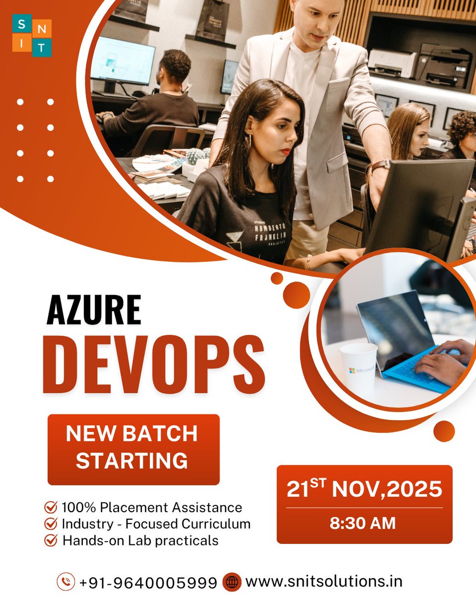 snit_training's tweet image. Master Azure DevOps — New Batch Starting!
.
.
  21th Nov |  8:30 AM
 Dilsukhnagar
 call: +91 9640005999
 snitsolutions.in
#AzureDevOps #devopstraining
#cloudcomputing
#ContinuousIntegration
#ContinuousDeployment
#AutomationTools