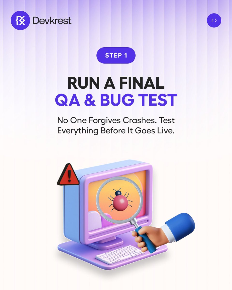 devkrest's tweet image. Launching your app? 🚀
Before you go live, check these 5 must-do steps — from QA to ASO to marketing.
Small details = big difference on launch day.

#AppLaunch #MobileAppDevelopment #ASO #StartupTips #Devkrest
🔗 devkrest.com