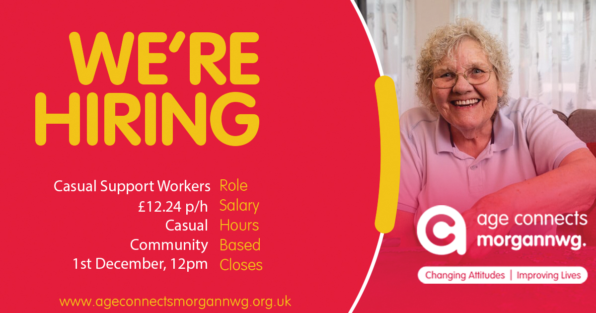 ACMorgannwg's tweet image. We are looking for casual Support Workers to join the team and help older people in the community stay connected, independent and supported. If you’re caring, motivated, and want to make a difference, we’d love to hear from you... ageconnectsmorgannwg.org.uk/casual-support…
#jobs #supportworkers