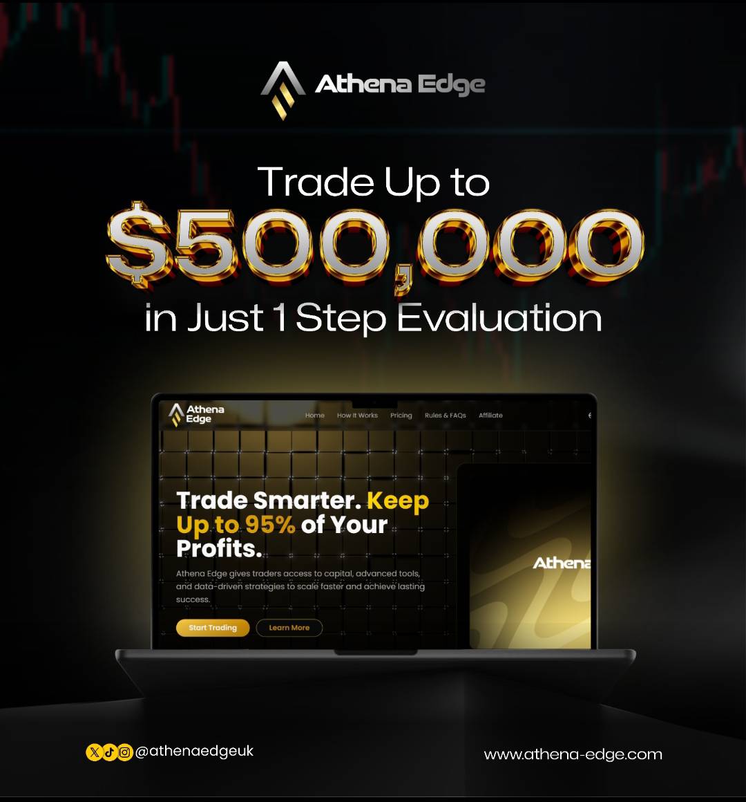 Essentialpr0's tweet image. Imagine getting access to up to $500k capital… and it’s literally one step standing between you and the account. No long story, no PhD in psychology, just do your thing and scale. 
If bigger accounts are your next move, check out their platform yourself:
athena-edge.com/funded?ref=80