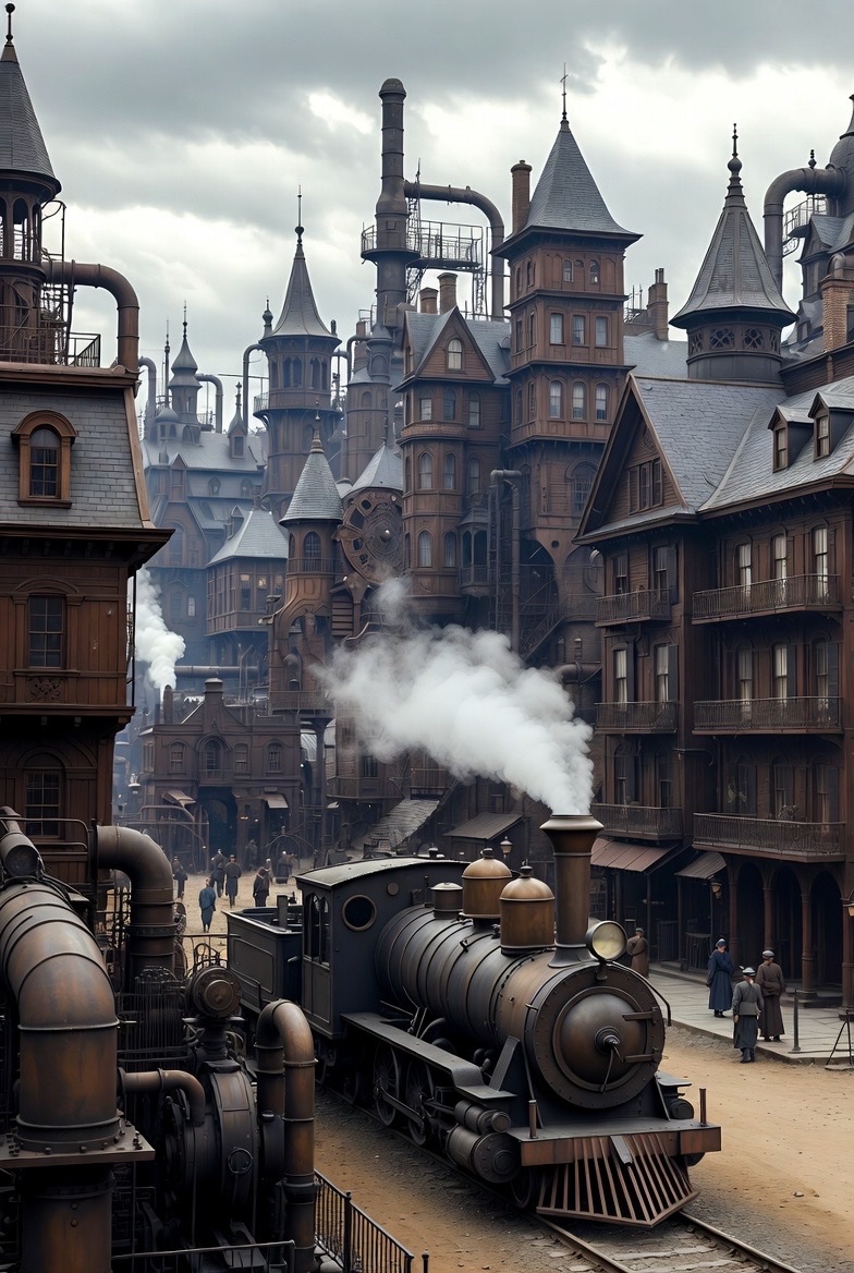 CoolColdColdest's tweet image. A couple of @grok steampunk train scenes: