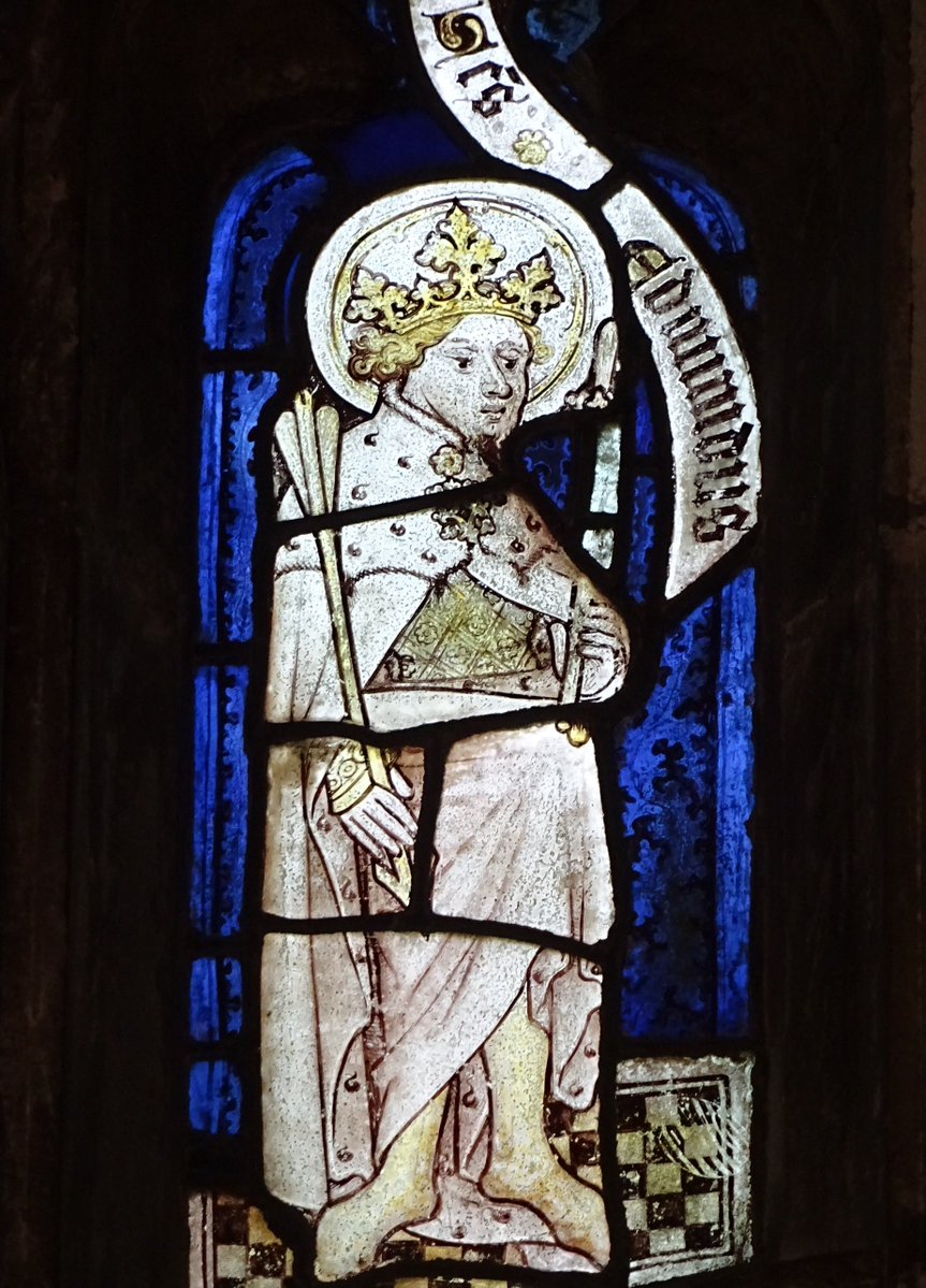 ClerkofOxford's tweet image. Today is the feast of St Edmund of East Anglia, king and martyr. Killed by an invading Viking army in 869, he became one of medieval England&apos;s most popular saints.

&apos;It was never my custom to take flight; I would rather die, if I must, for my own land.&apos; aclerkofoxford.blogspot.com/2014/11/eadmun…
