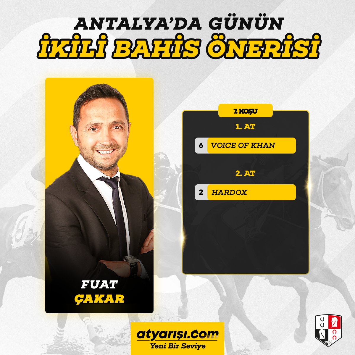 Antalya'da günün İKİLİ BAHİS ÖNERİSİ!                 

Yazarımız Fuat Çakar (<a href="/FuatCakar796/">Fuat çakar</a>), Antalya programı için ikili bahis önerisini paylaştı.                  

Hemen Oyna --&gt; atyrs.co/3vS7MFe