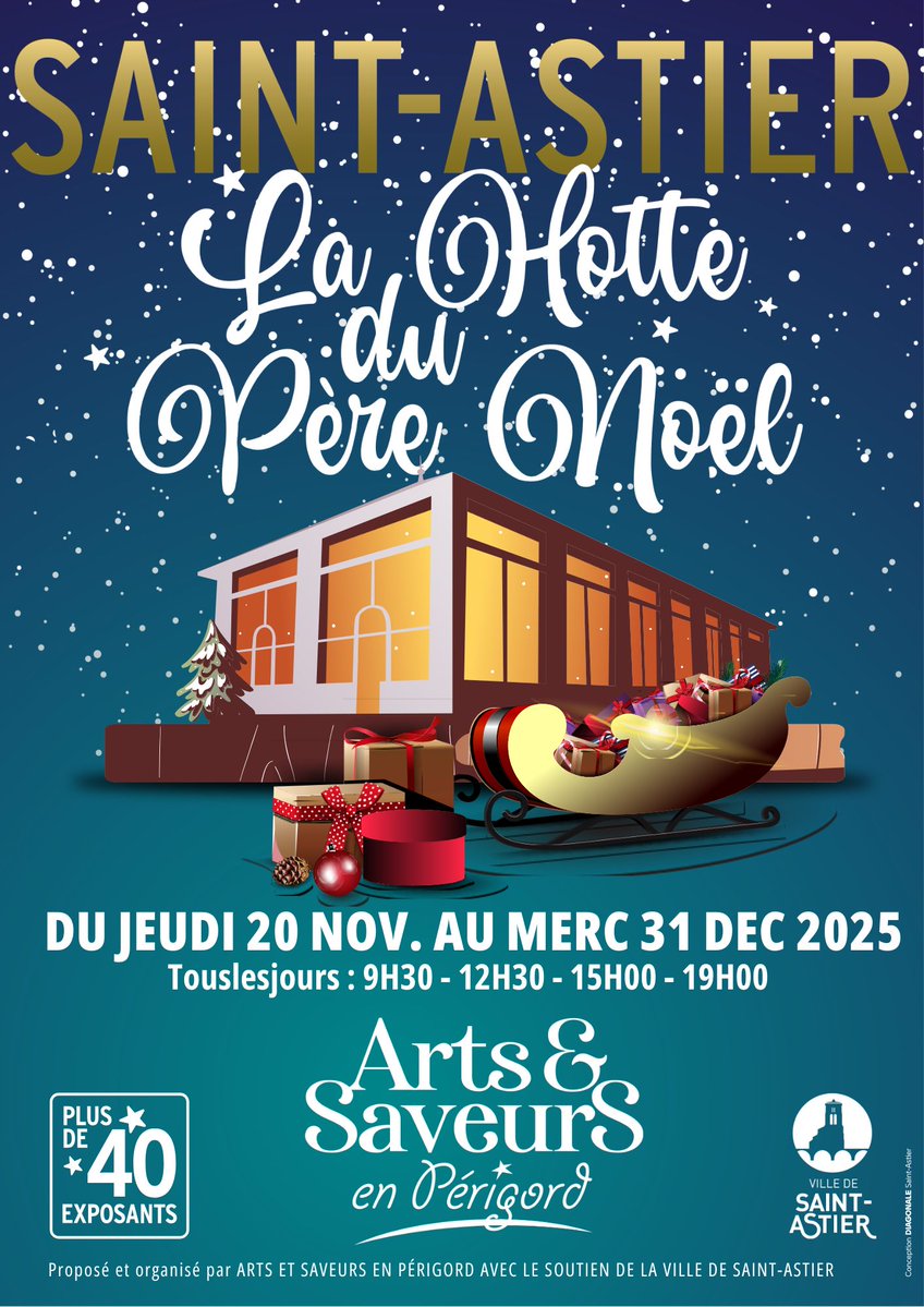 La Hotte du Père Noël ouvre ses portes! Du 20 novembre au 31 décembre, sous la halle de Saint-Astier,  40 exposants , créateurs, artisans,  producteurs locaux ont mis tout leur talent dans leur créations et produits. Tous les jours 9h30-12h30 et 15h-19h 🎁✨ #Noël #artisanat