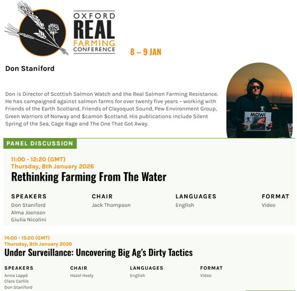 TheGAAIA's tweet image. I&apos;m looking forward to the &apos;Oxford Real Farming Conference&apos; in January where I&apos;m on panel discussions on &apos;Rethinking Farming From The Water&apos; and &apos;Under Surveillance: Uncovering Big Ag’s Dirty Tactics&apos;. Details online via orfc.org.uk/orfc-2026-onli…