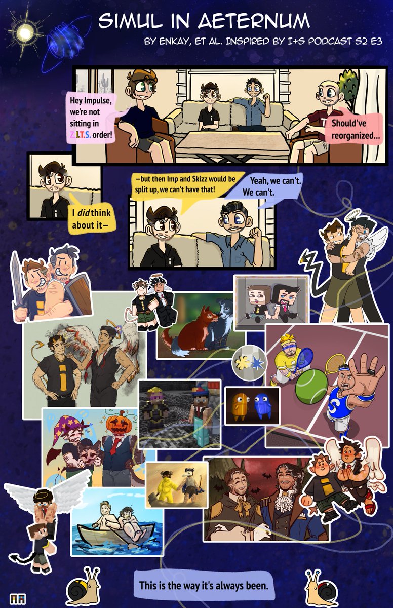 Here's a comic I did the lead work on for <a href="/ImpAndSkizzZine/">Imp&Skizz Zine</a>! 16 artists heeded my last minute call to action and I'm so thankful!

Anyways. #impulsesv and #skizzleman. In that order. Forever and always and everywhere <3

Inspired by this clip tumblr.com/enkays-den/783…