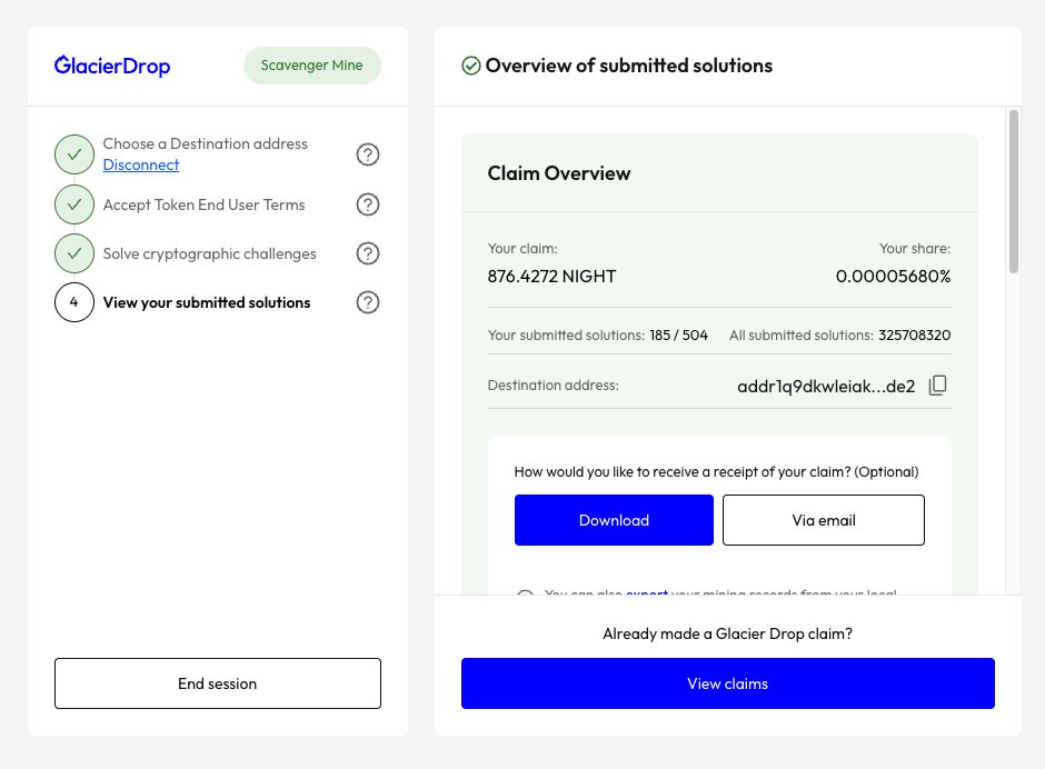 Cardanians_io's tweet image. Scavenger Mine for $NIGHT mining is officially over. 🕛

Yesterday it was browser only and the rewards were the highest in the entire 21 days: 15.69 $NIGHT per solution.

17.8 million Cardano wallets joined, 1B $NIGHT will be distributed.

Kudos to Midnight, it was a lot of fun!