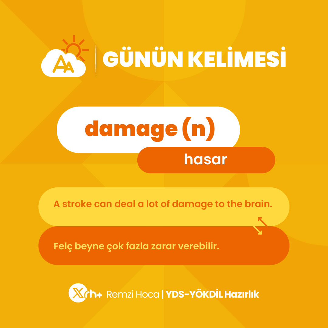 remzihoca's tweet image. Günün kelimesi &quot;damage&quot; ☺️
#yds #yökdil #eyds #eyökdil  #ydskursu #yökdilkursu #ydshazırlık #yökdilhazırlık #ydssoru #yökdilsoru #ingilizce #doktora #yükseklisans #akademisyen #remzihoca