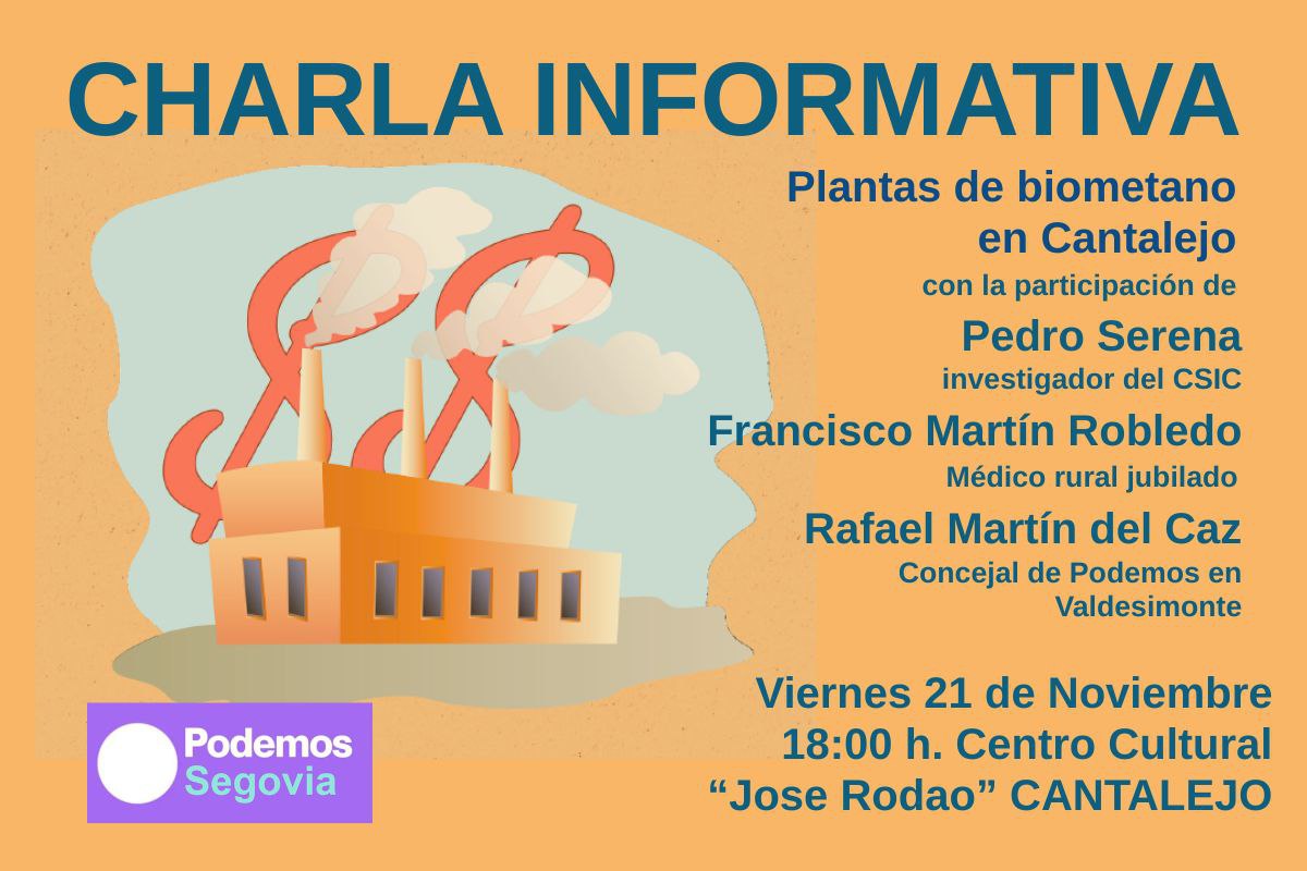 Mañana estaremos con las vecinas de #Cantalejo contándoles que van a poner una planta de #biogás #biometano en nuestro territorio y las terribles consecuencias que se derivan de ello.
Lo que ellos ocultan nosotras lo contamos.
#Segovia
#Valdesimonte
#StopBiometano