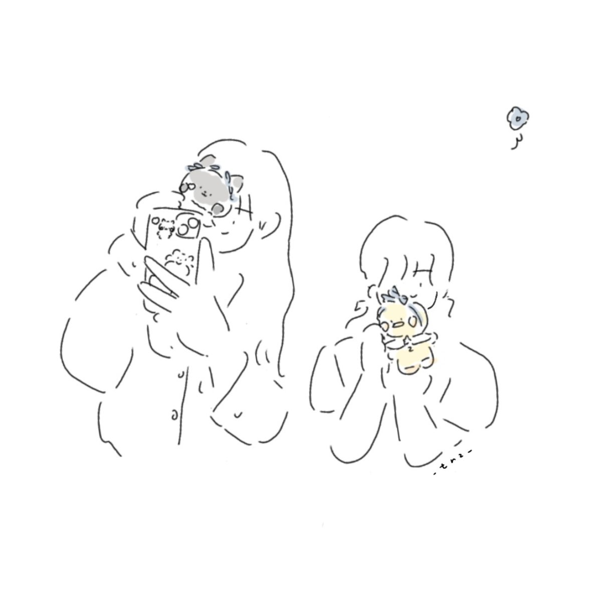 そいちゃんのお誕生日に
お祝いで描かせてもらった
イラスト🫧

写真を参考にして
そのまま描いたら身長差が
すごかった!

🐈‍⬛
モデルさんのようにすらりな
そいちゃんと
🐥
ちいさくてまるいまるい
わたし.

（イラストの魔法で🪄わたし.
ずいぶんと若返りました
　　🔮🧙🙏笑）

#mytaenini 　✎ 𓂃۶ৎ