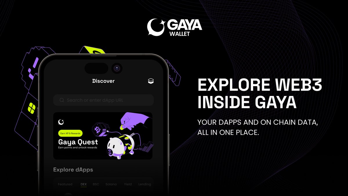 Gayawallet's tweet image. Your Web3 journey just got simpler.

The new Dapp Browser and Web3 Explorer are live inside Gaya Wallet.

Discover apps, interact instantly, and view on-chain data without switching platforms.

Open Gaya Wallet and try it now.