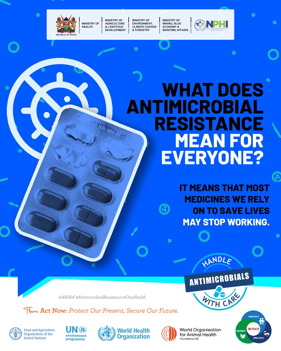 Antimicrobials protect us, but misuse is causing them to lose effectiveness. When germs stop responding to treatment, infections become harder to cure. Use antimicrobials wisely to prevent #AMR.

#AntimicrobialResistance #WAAW2025 #HandleWithCare