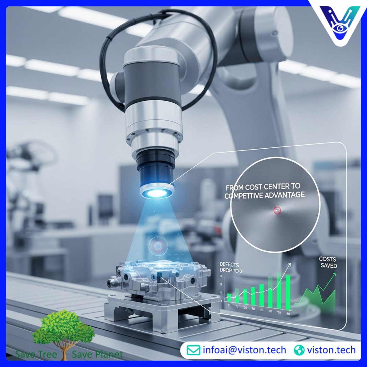 VistonAi's tweet image. COPQ can cost 20% of revenue. Manual QC is failing. Viston AI slashes costs, boosts quality &amp;amp; achieves #ZeroDefect manufacturing. Prevent defects, don&apos;t chase them! Learn more. #AI #Manufacturing #QualityControl