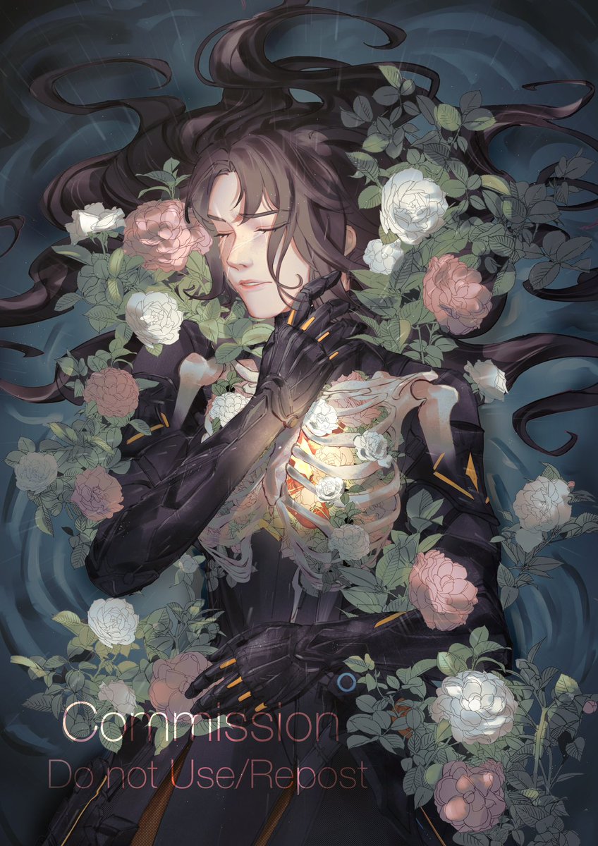 xiaomikome's tweet photo. Commission work! 
They asked for a pair illustration to my Hanahaki Caleb illustration 🥹
#VGenComm #LoveandDeepspace #Caleb https://t.co/A43maI0f3x