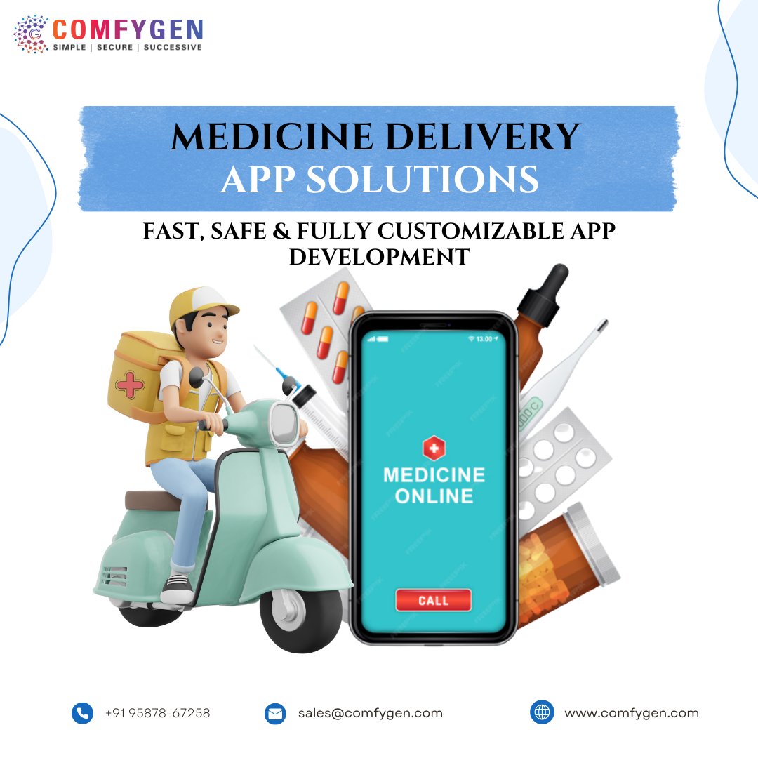 Comfygen_Tech's tweet image. 🚑 Medicine Delivery App Solutions — Fast, Safe &amp;amp; Fully Customizable

We help you build a feature-rich app like PharmEasy, NetMeds &amp;amp; 1MG.

📲 Ready to Launch Your Medicine Delivery App? Let’s build it.

🌐 comfygen.com/medicine-deliv…