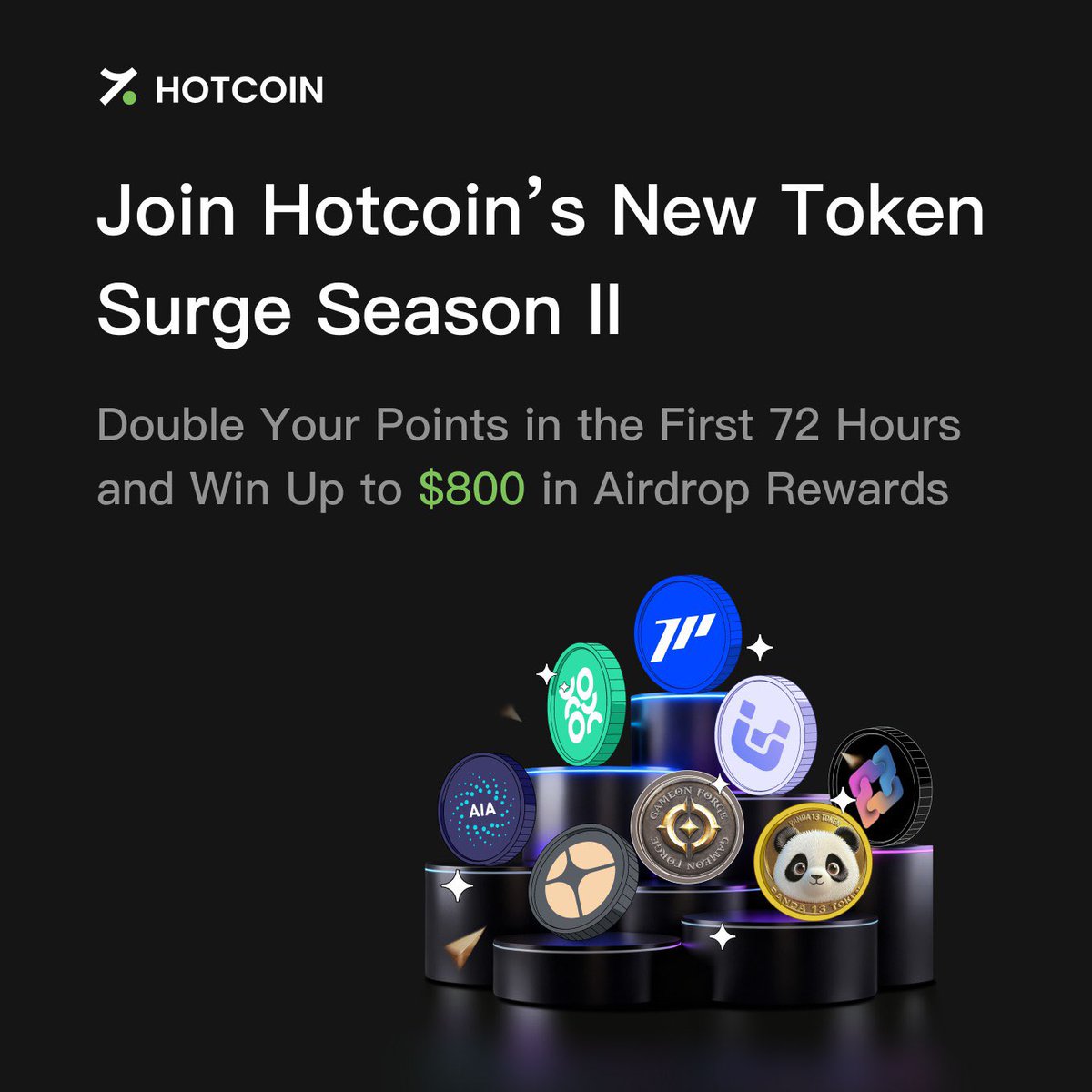 HotcoinGlobal's tweet photo. Join Hotcoin’s New Token Surge Season II — Double Your Points in the First 72 Hours and Win Up to $800 in Airdrop Rewards

💰 Trade designated new tokens and earn points for every trading milestone reached
💰 Enjoy double points during the event's first 72 hours — points can be redeemed for new token airdrops.

Spot: $UAI $GOF4 $PANDA13 $MMT $AIA
Futures: $ASTER $COAI $JCT $MMT $AIA

📅 November 20 - November 27
👉 Join Now:
https://t.co/ga7f9Q7XTX

#Hotcoin #Spot #Futures #Airdrop