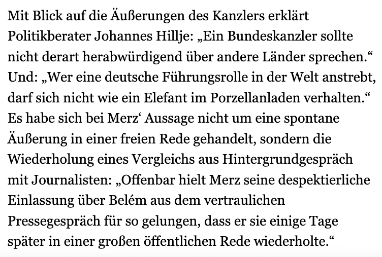 JHillje's tweet image. „Offenbar hielt Merz seine despektierliche Einlassung über Belém aus dem vertraulichen Pressegespräch für so gelungen, dass er sie einige Tage später in einer großen öffentlichen Rede wiederholte.“ Mit der @FR habe ich über #Merz&apos; mangelnde kommunikative Sensibilität gesprochen: