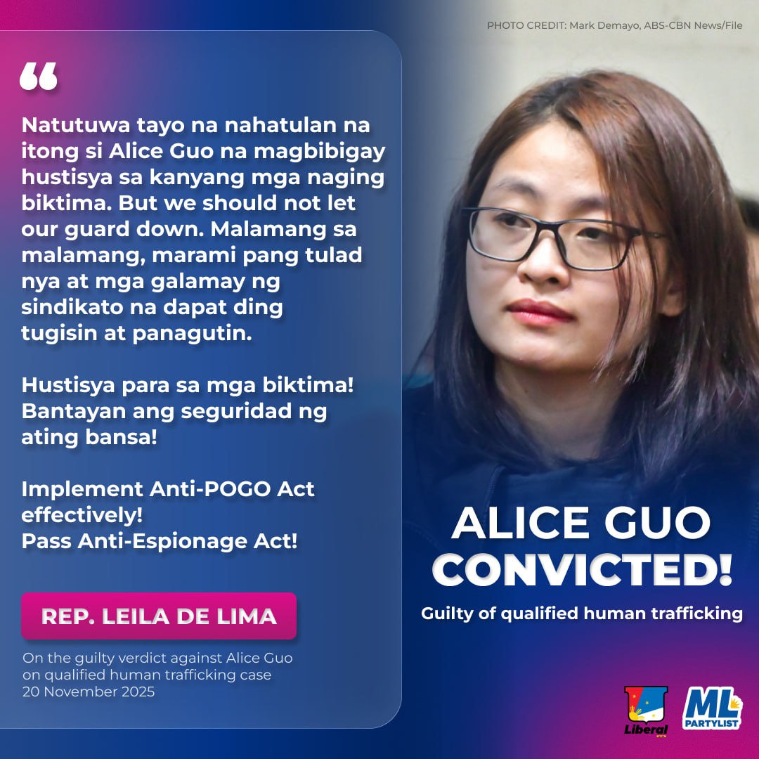 manayleila's tweet image. The conviction of Alice Guo and the passage of Anti-POGO Act should bolster the government’s resolve to continue tightening and widening its crackdown on criminal syndicates and illegal enterprises which serve as hotbed of crimes, including human trafficking. 

Natutuwa tayo na…
