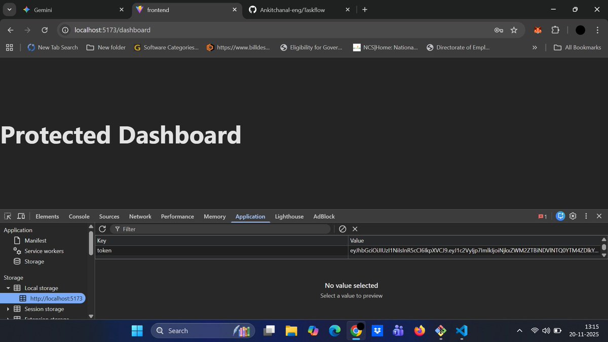 ankit_chanal's tweet image. Frontend Security LOCKDOWN! 
🔒 React setup &amp;amp; client-side security implemented. Login/Register forms built, Private Routes secured. Backend/Frontend handshake is solid. Task CRUD next! ✅ #ReactJS #MERNStack #WebDevelopment