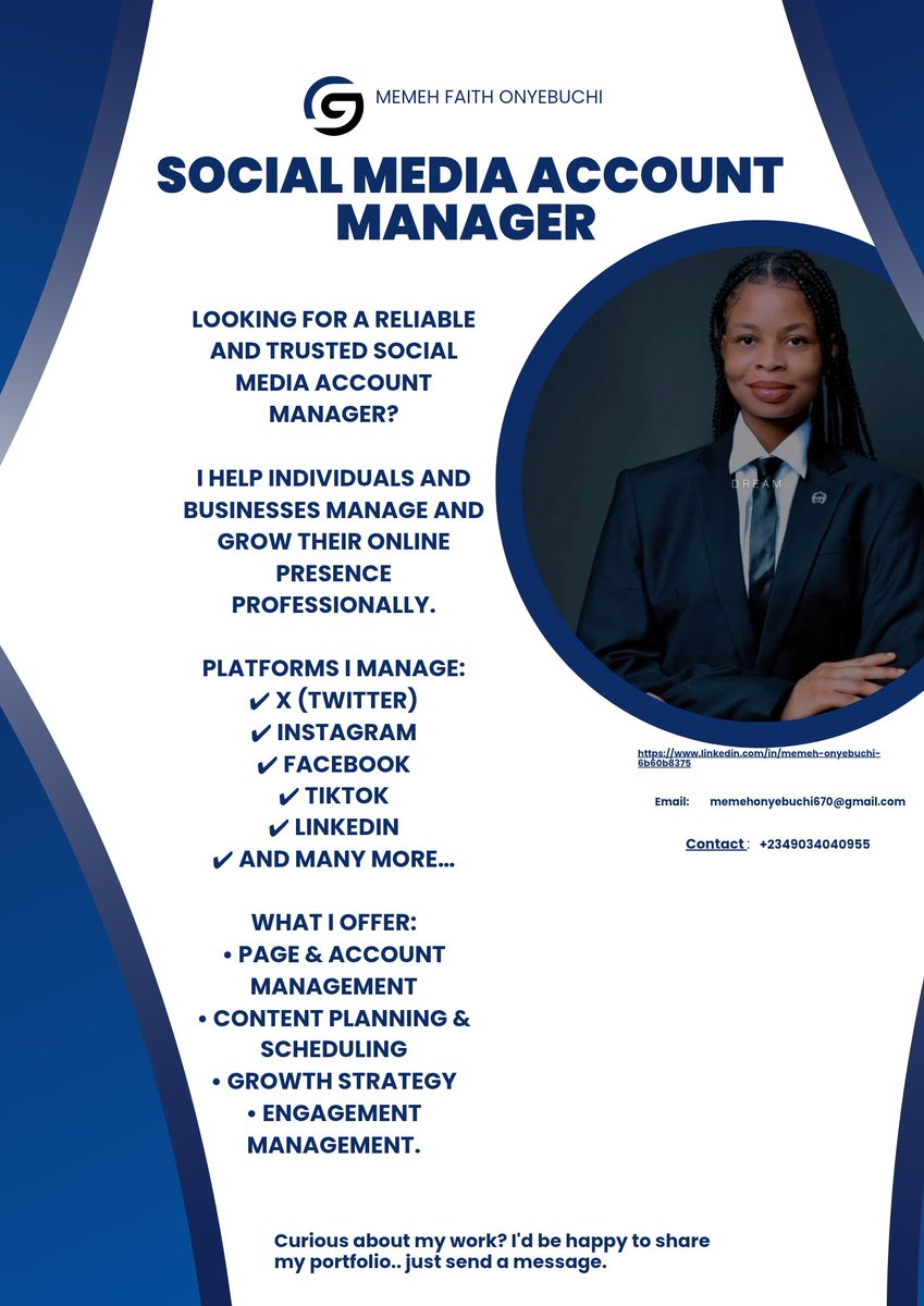 faith_memeh's tweet image. Your brand deserves to be seen.
Let me manage your socials while you focus on your business.
DM me to get started
#accountmanager
#alwaysactive