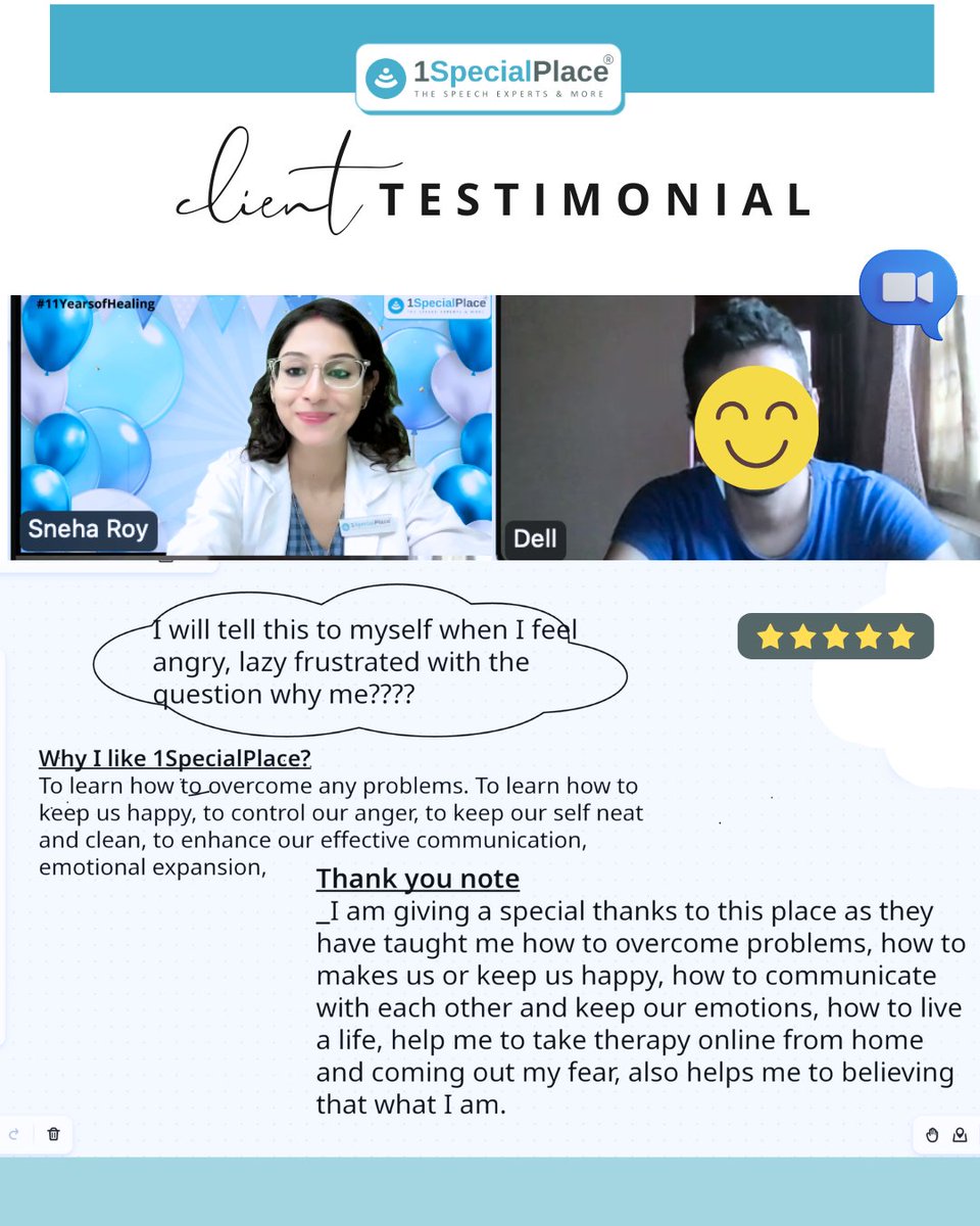 1specialplace's tweet image. 🌟 Every step forward matters and we celebrate them with you. 🌟
Grateful for clients who share how therapy helps them grow, communicate better, and believe in themselves again. 💙✨
Your progress inspires us every day. 🤍
#1specialplace #clienttestimonial #onlinetherapy