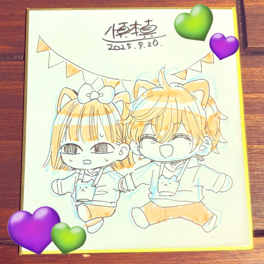 shindy_polaris's tweet image. 💚描き下ろし色紙を公開💜

慎本真fes!2025 トークショウ in パームス秋葉原店にて制作された色紙を大公開✨
 
慎本真先生のドローイングや制作秘話などイベントの思い出がカムバック🥰

ラストの第6弾は「さっきゅん×すみれ」🫶