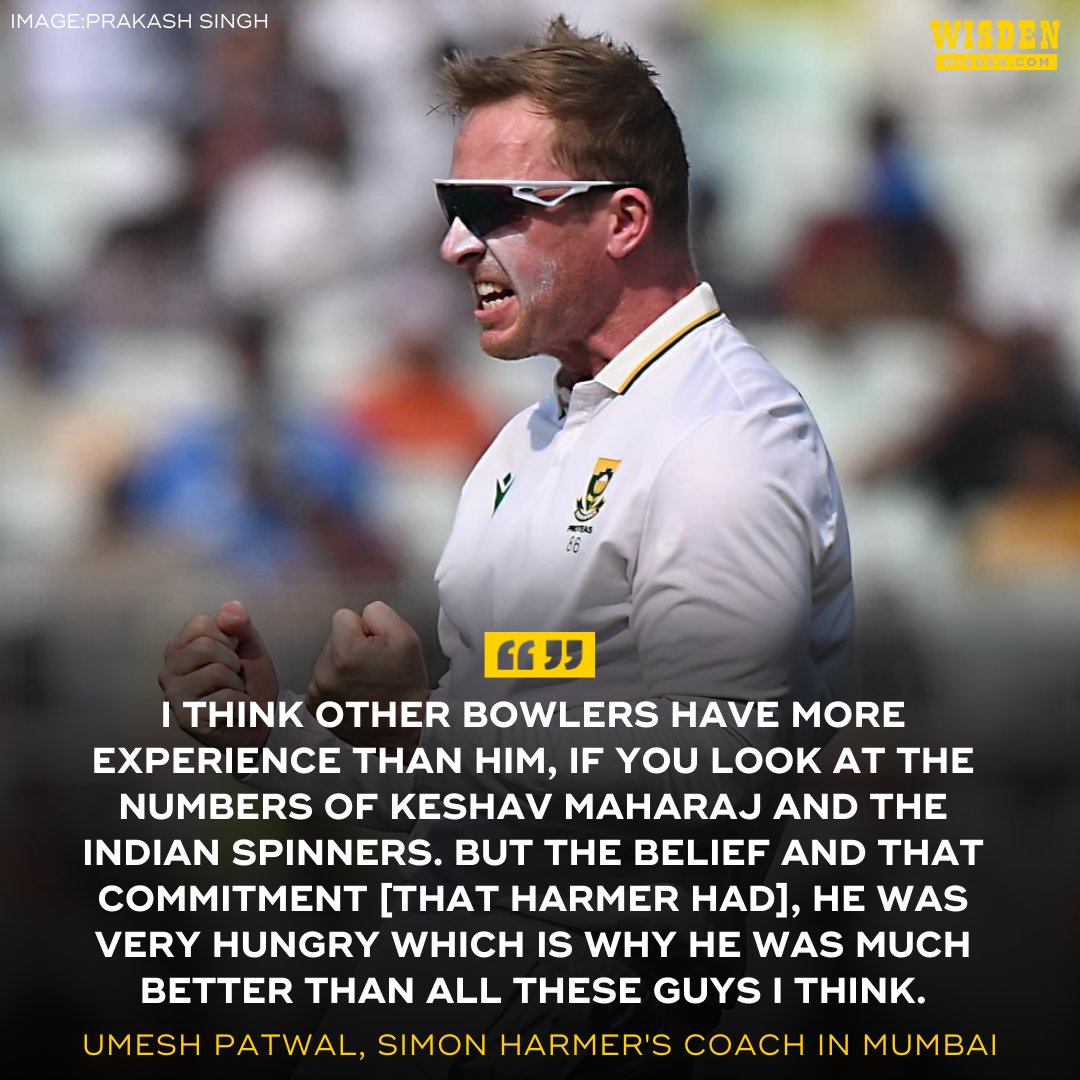 WisdenCricket's tweet image. Simon Harmer’s decade of reinvention reached its crescendo in Kolkata.

@CoverDrivenFor4 traces the South African spinner’s long and winding path to Test success.

#INDvSA