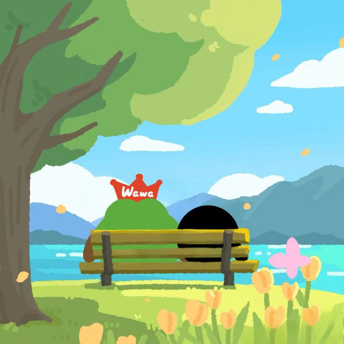 Wawa and Xiao-O didn’t do anything big today —
just sat on a bench by the lake, enjoying the breeze.

No meetings, no charts, no “what’s the next pump.”
Just… sitting. And it felt pretty good.

The chain moves fast, everyone’s always rushing or grinding.
But we just want to say
