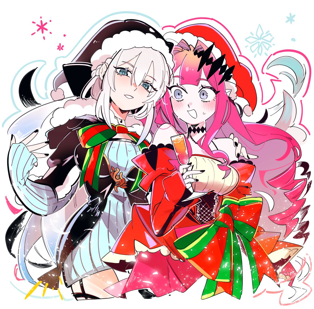 kuriimu0203's tweet image. はいリクエスト頂いたモルガンさんと私が追加しちゃったバーヴァンシーのサンタさん✨