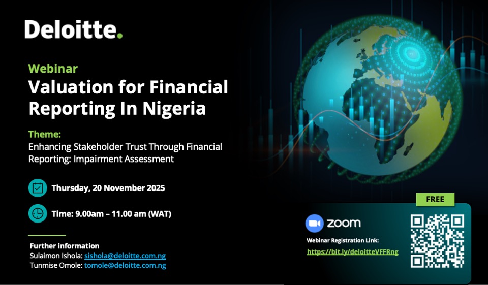 The “Valuation for Financial Reporting” webinar, themed Enhancing Stakeholder Trust Through Financial Reporting is now LIVE!

Don't miss out. 

Join us now!- delo.tt/60197i6tX