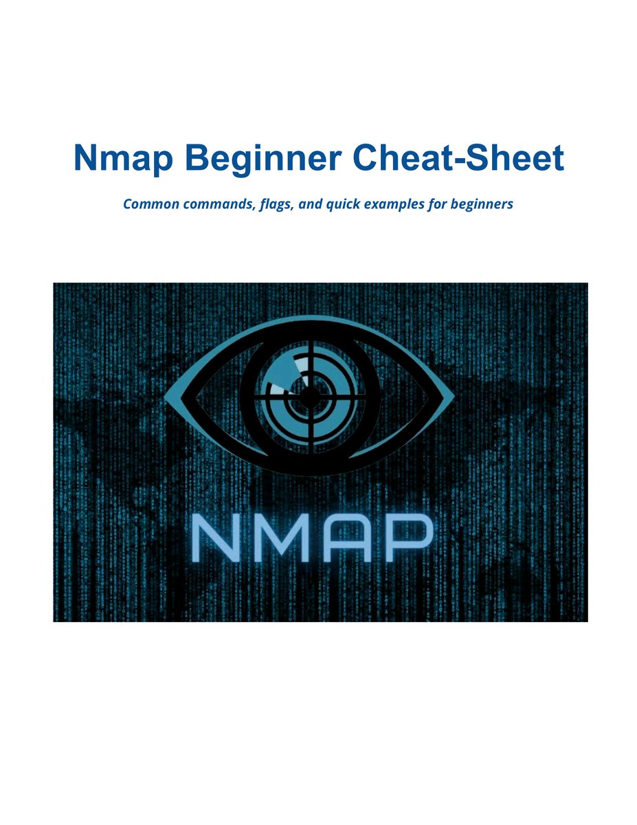 Anastasis_King's tweet image. 📘 Nmap Beginner Guide

Nmap (Network Mapper) is one of the most essential tools in cybersecurity, widely used for network discovery, security auditing, and vulnerability assessment.

🔖 #Nmap #NetworkSecurity #EthicalHacking #CyberSecurity #InfoSec #Pentesting